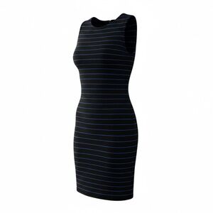 Alice + Olivia Black and Blue Striped Mini Dress